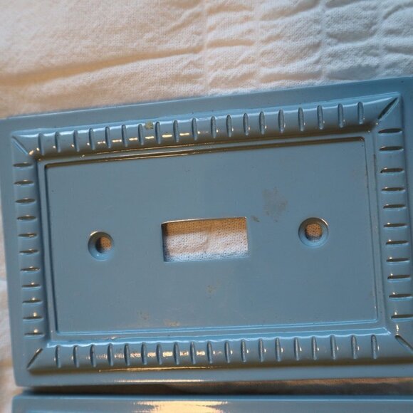 Set of Two Textured Blue Lightswitch Covers - Picture 2 of 3